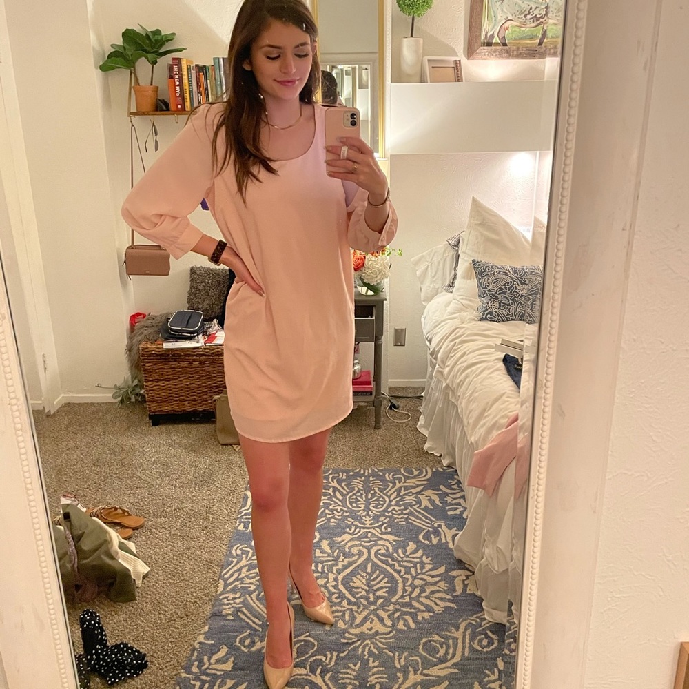 Pink Shift Chiffon Dress